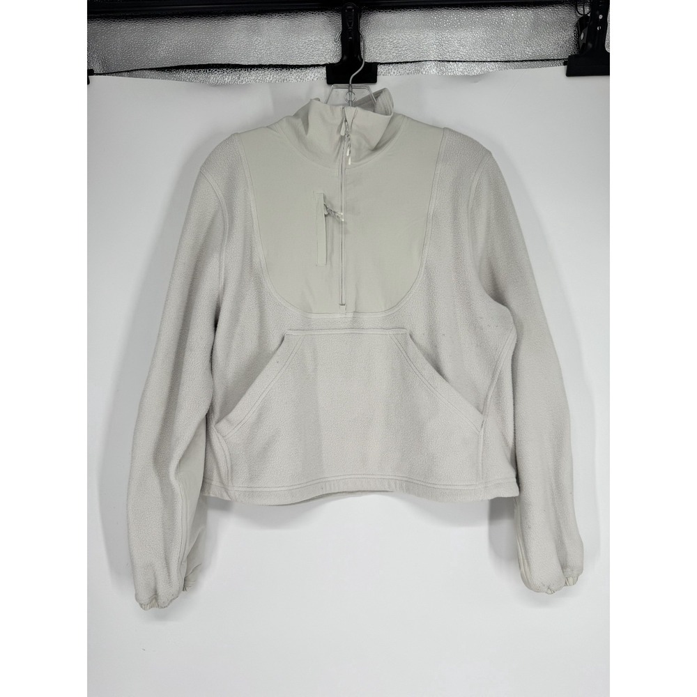 Lululemon Fleece Ripstop Hiking Pullover Jacket Bone Womens Size 8 Half 1/2 Zip